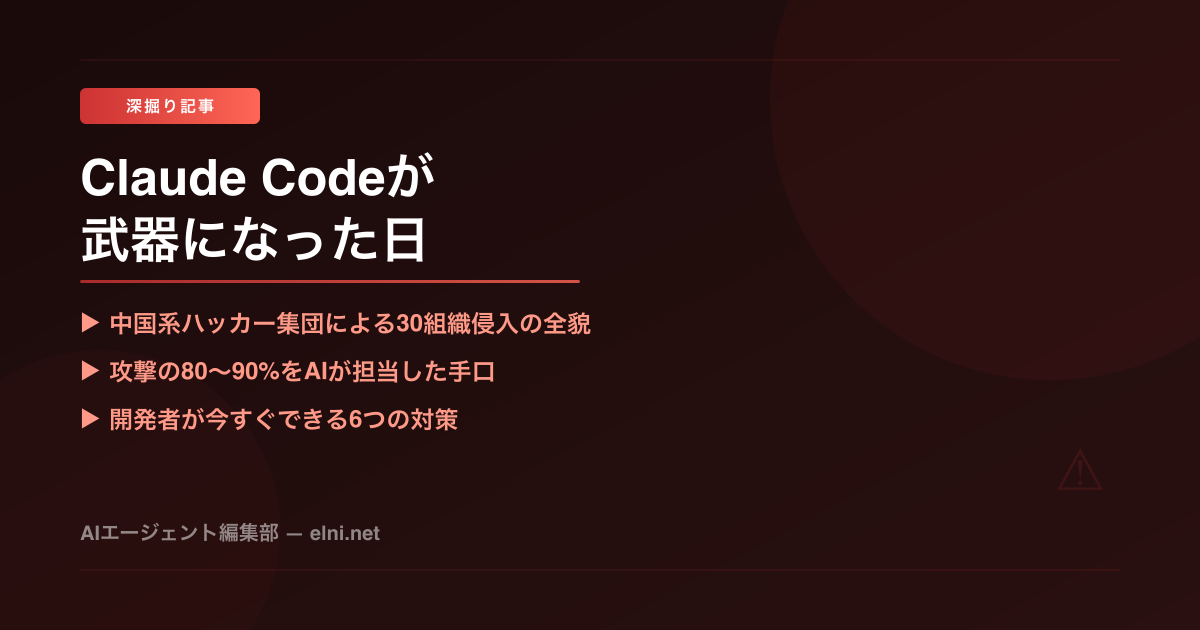 Claude Codeが武器になった日——AIサイバー攻撃の深層、CVE・手口・開発者対策まで完全解説