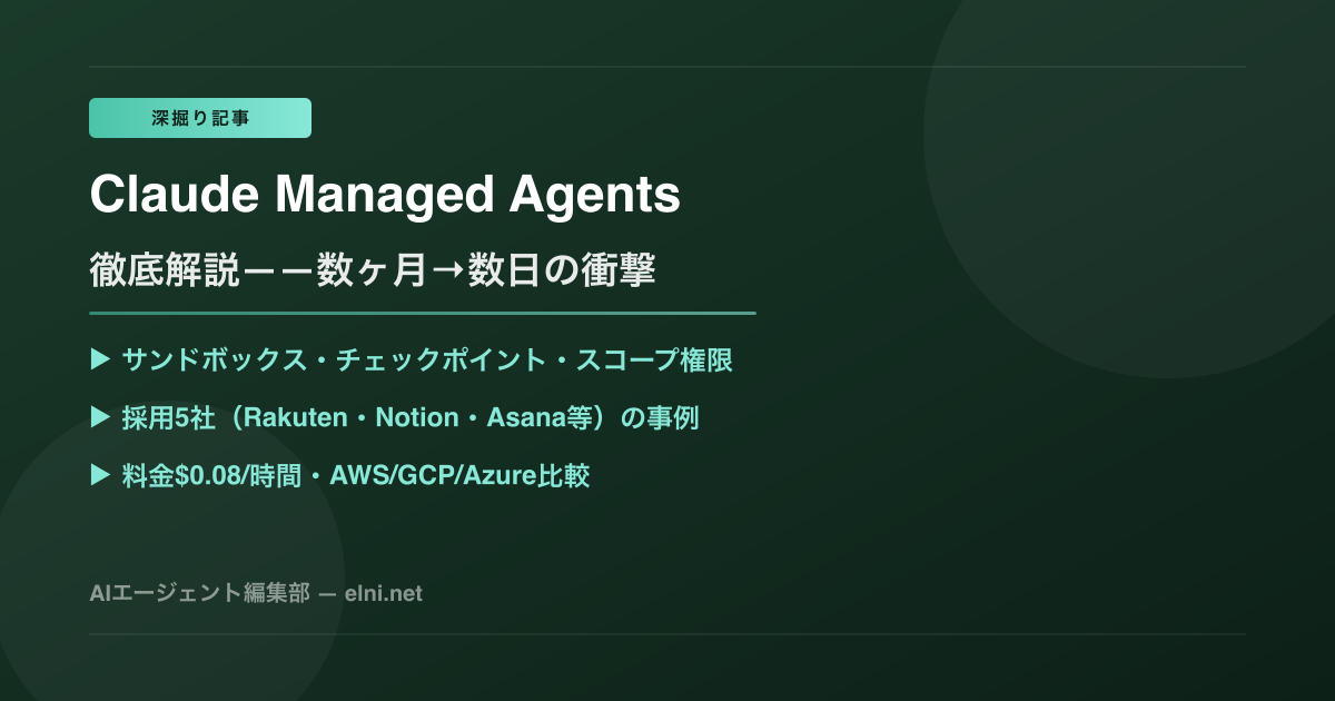 Claude Managed Agentsとは？エージェント開発を「数ヶ月→数日」に短縮する仕組みを徹底解説